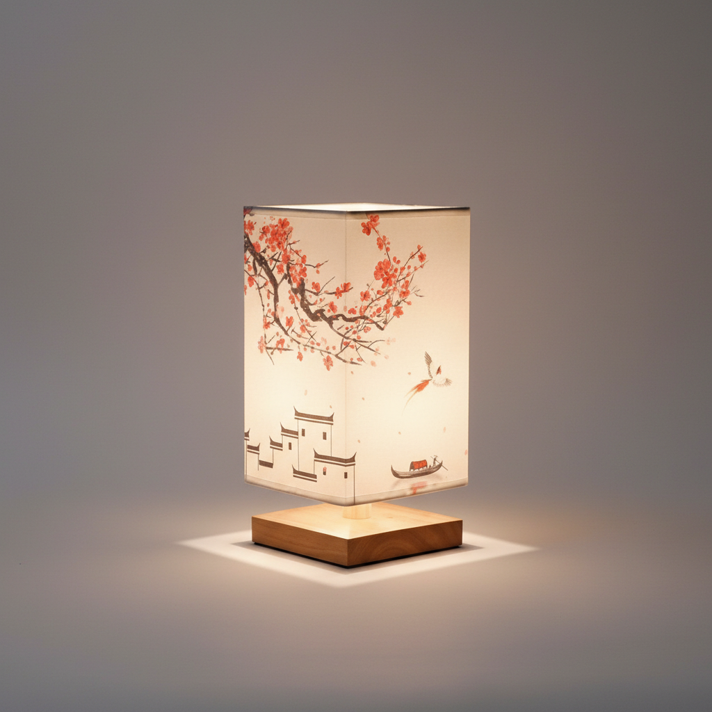 Wood Accent Lamp with Fabric Shade 11 in Tall for Nightstand Bedroom Office Desk Warm Ambient Lighting Modern Japandi Style Side Table Lamps