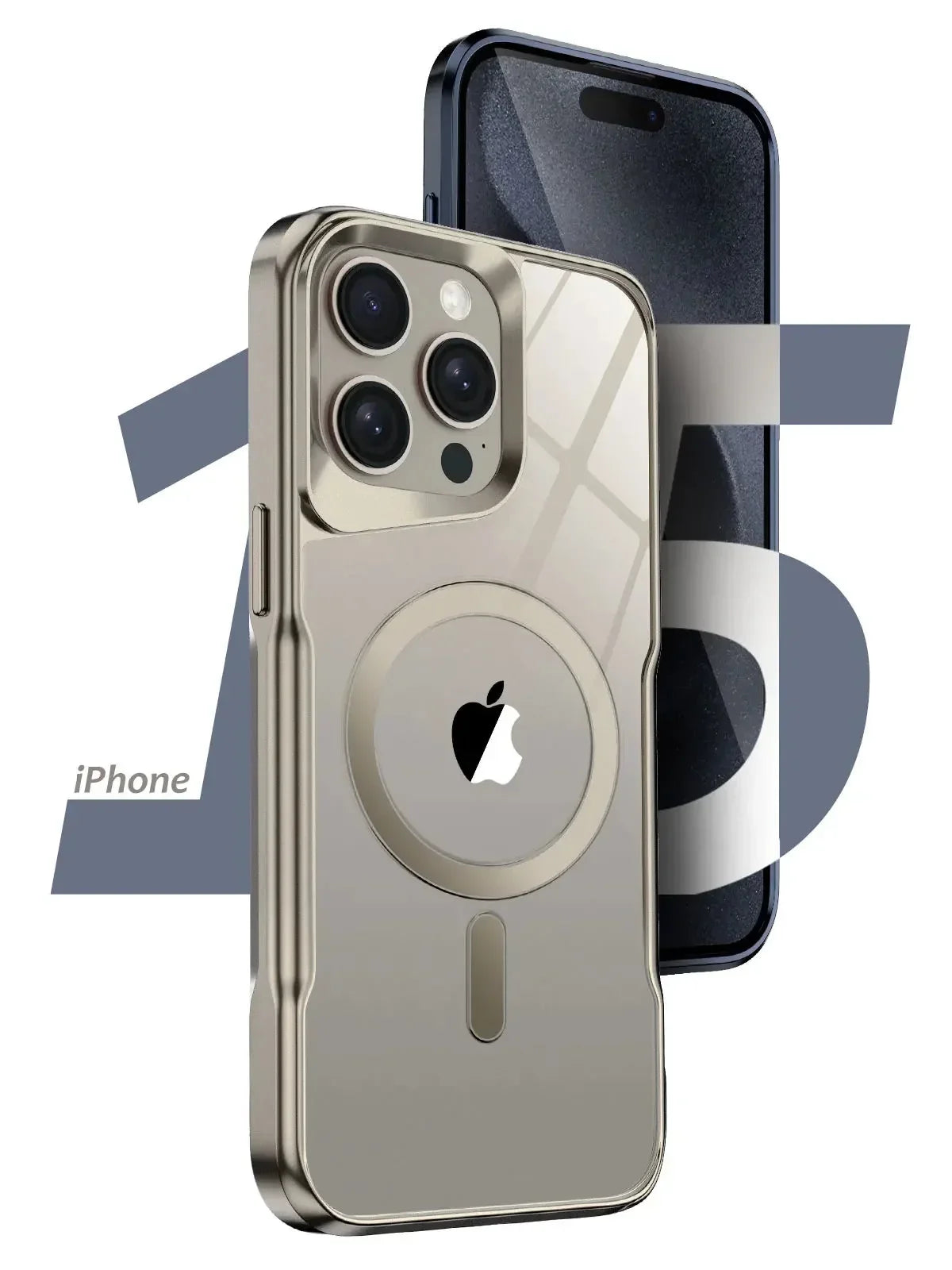 Translucent Hard Shell Case with Magnetic Charging for iPhone 12-17 – Metallic Finish, Raised Edges, Shock Protection