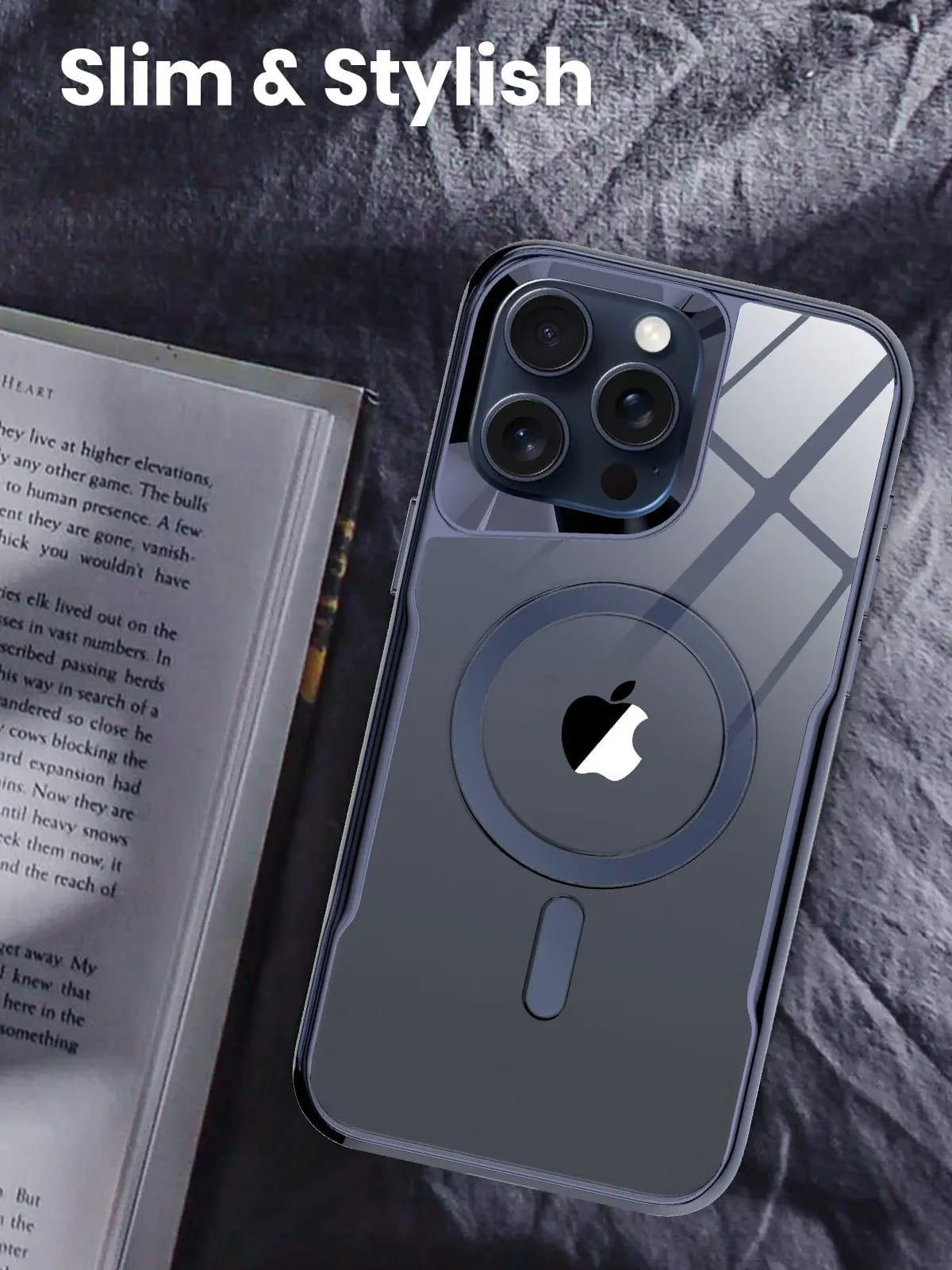 Translucent Hard Shell Case with Magnetic Charging for iPhone 12-17 – Metallic Finish, Raised Edges, Shock Protection
