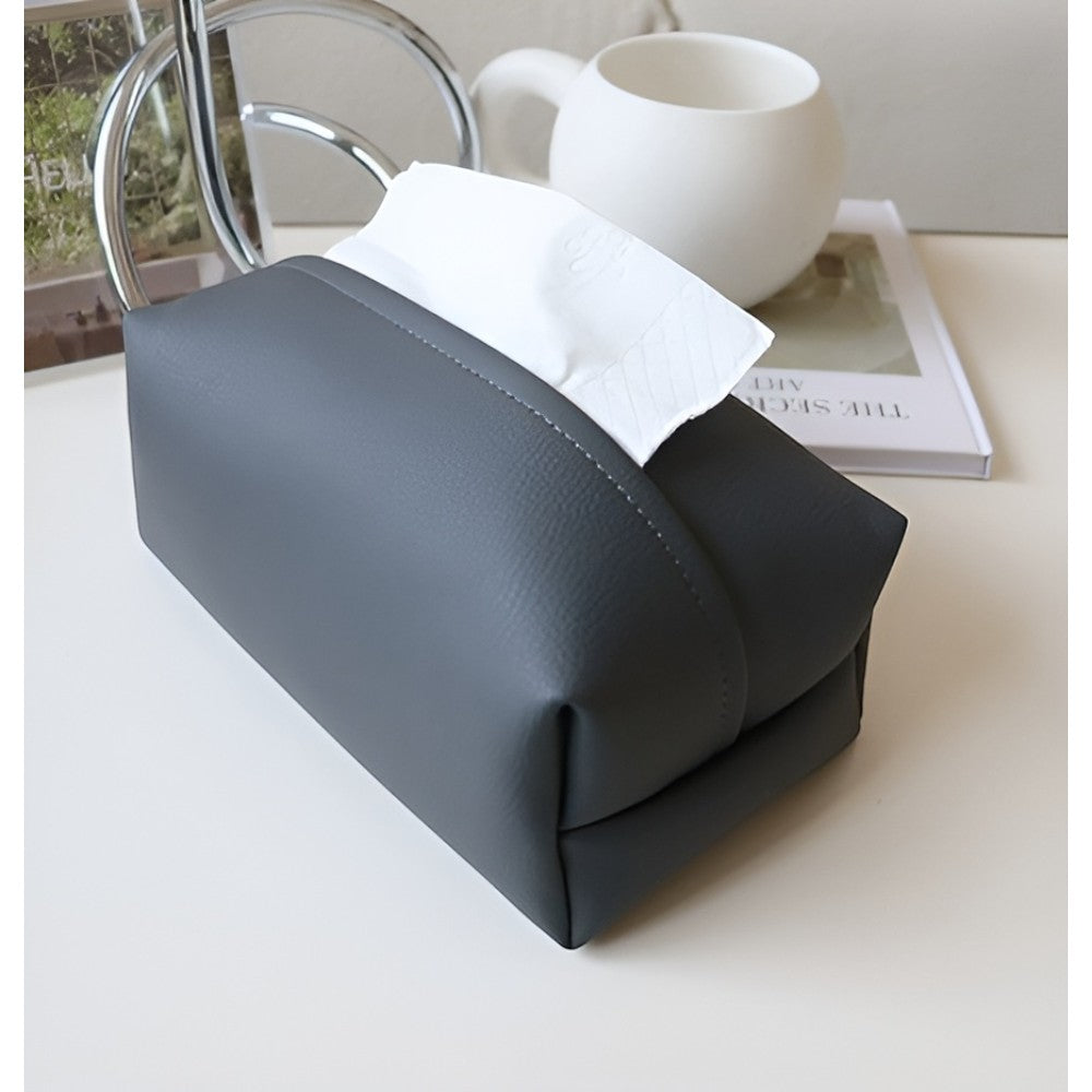 Tivara Tissue Holder - Durable PU Leather, Compact for Car and Home