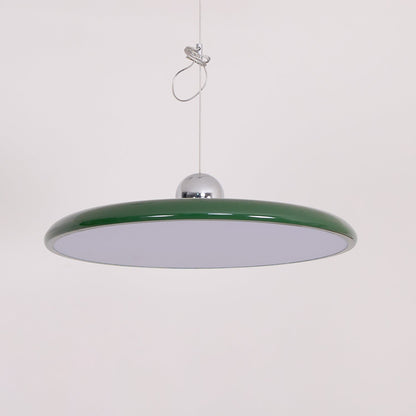 Hanging Drop Ceiling Fixture Acrylic Disk 16-Inch Yellow for Kitchen Island Dining Table Contemporary LED Overhead Light Adjustable Cord 59