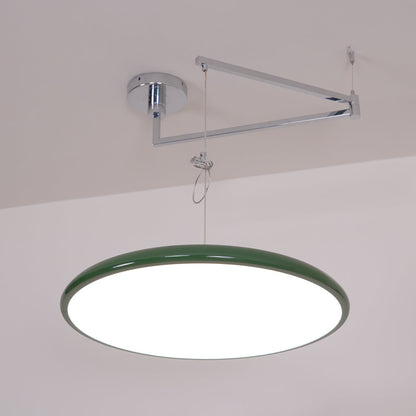 Adjustable Swing Arm Pendant Light with Round Metal Shade for Kitchen Island & Workspace