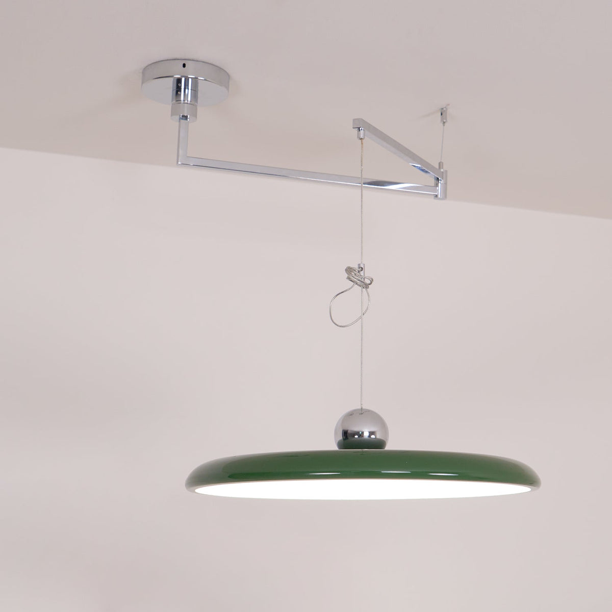 Hanging Drop Ceiling Fixture Acrylic Disk 16-Inch Yellow for Kitchen Island Dining Table Contemporary LED Overhead Light Adjustable Cord 59