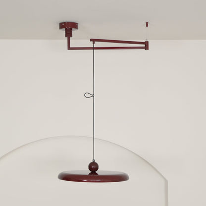 Adjustable Swing Arm Pendant Light with Round Metal Shade for Kitchen Island & Workspace