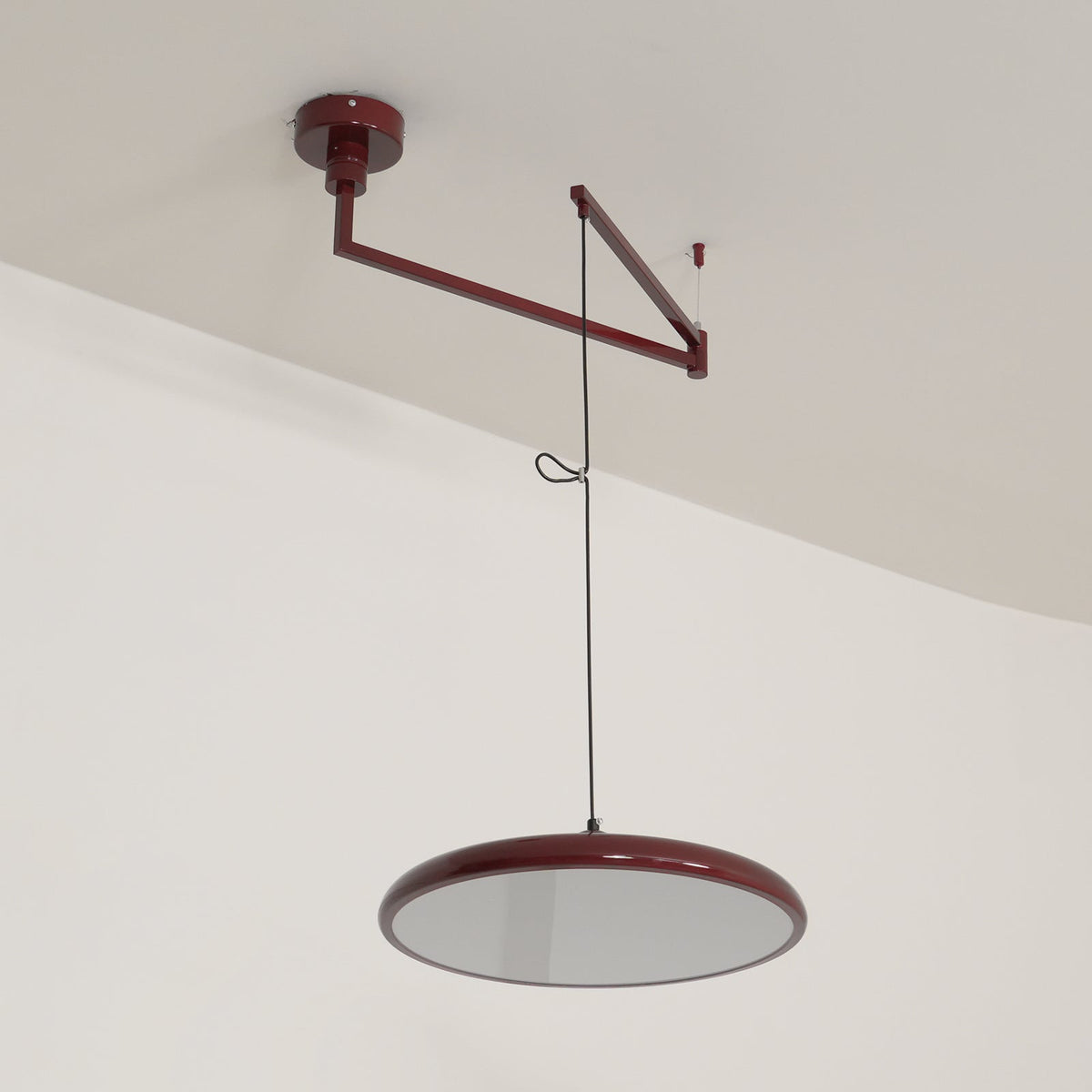 Adjustable Swing Arm Pendant Light with Round Metal Shade for Kitchen Island & Workspace