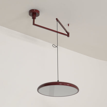 Adjustable Swing Arm Pendant Light with Round Metal Shade for Kitchen Island & Workspace