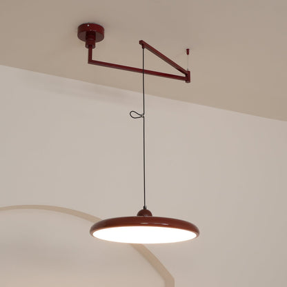 Hanging Drop Ceiling Fixture Acrylic Disk 16-Inch Yellow for Kitchen Island Dining Table Contemporary LED Overhead Light Adjustable Cord 59