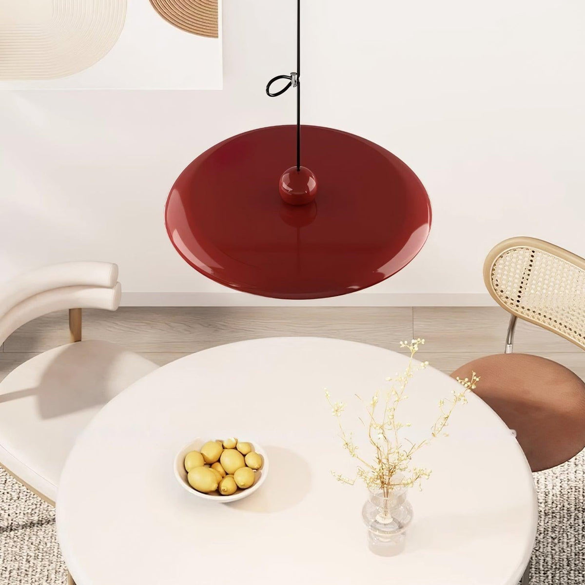 Adjustable Swing Arm Pendant Light with Round Metal Shade for Kitchen Island & Workspace