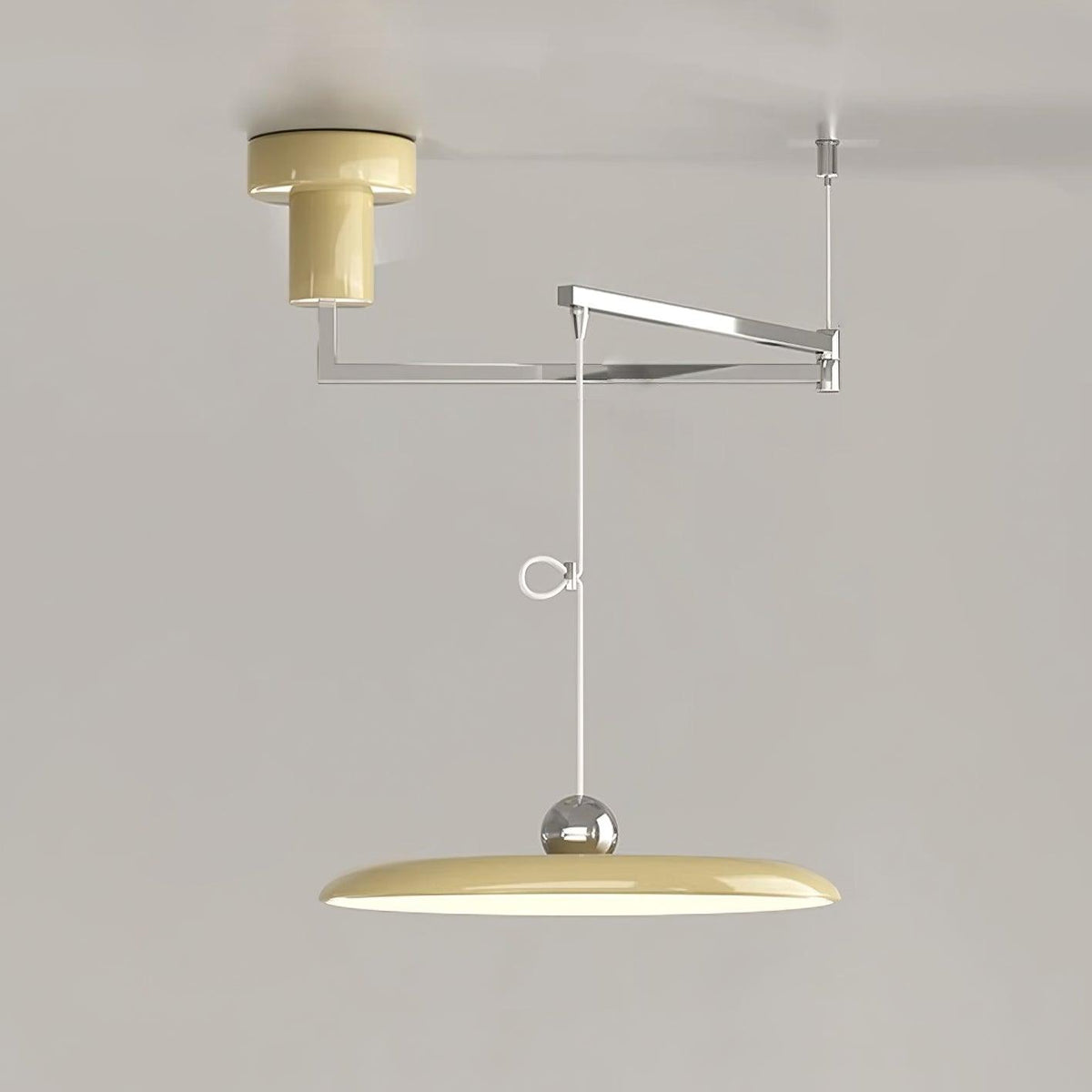 Adjustable Swing Arm Pendant Light with Round Metal Shade for Kitchen Island & Workspace