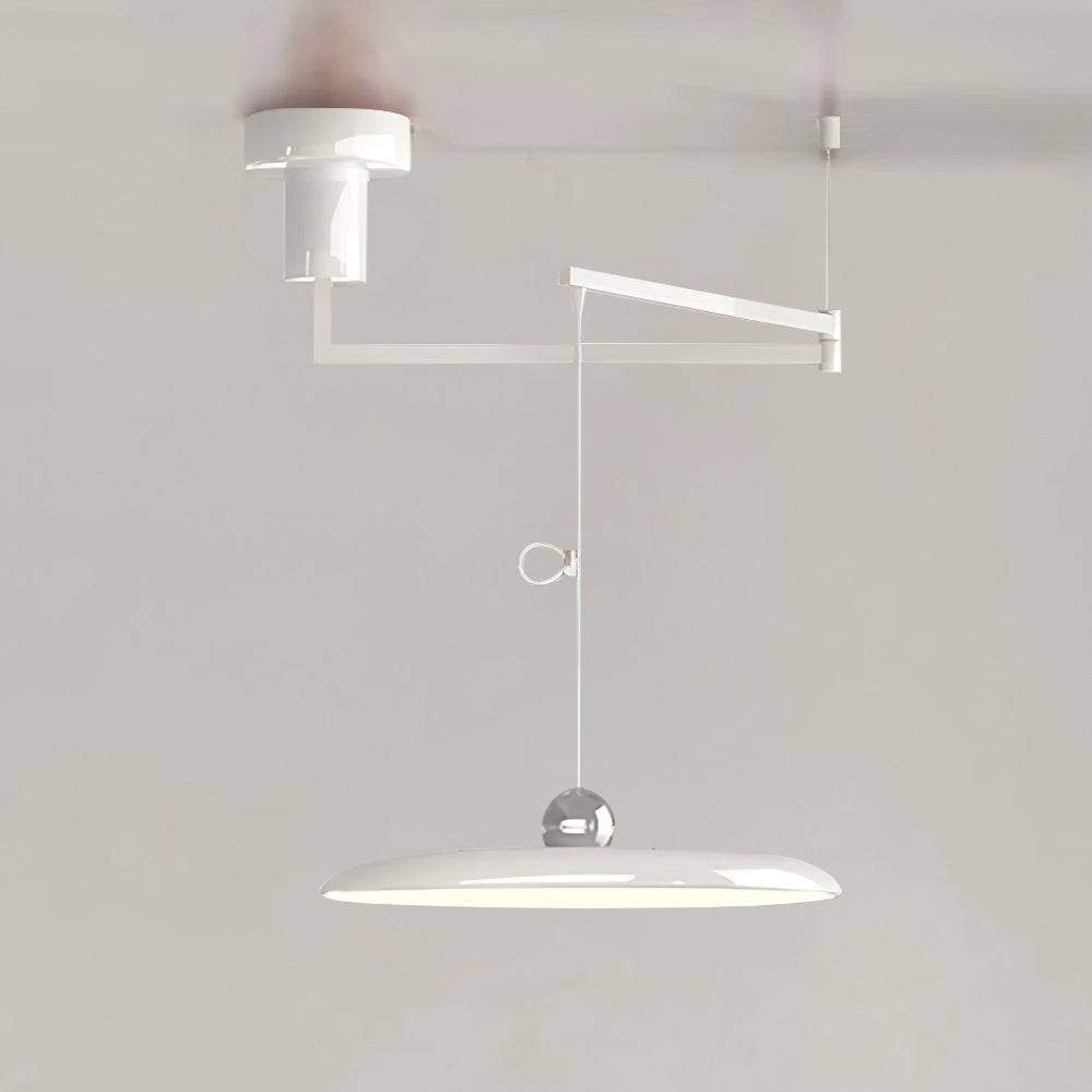 Swing-Arm Chandelier with Integrated LEDs for Kitchen Island, Dining Table & Home Office – Metal Shade, Adjustable Height