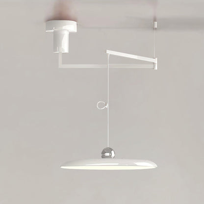 Swing-Arm Chandelier with Integrated LEDs for Kitchen Island, Dining Table & Home Office – Metal Shade, Adjustable Height
