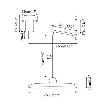 Swing-Arm Chandelier with Integrated LEDs for Kitchen Island, Dining Table & Home Office – Metal Shade, Adjustable Height