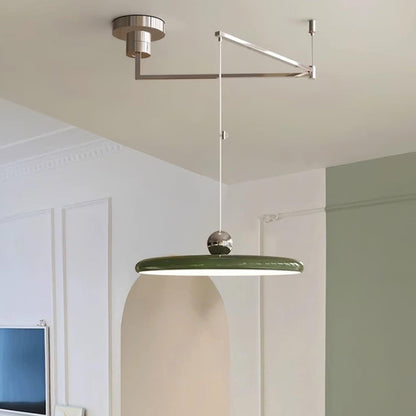 Swing-Arm Chandelier with Integrated LEDs for Kitchen Island, Dining Table & Home Office – Metal Shade, Adjustable Height