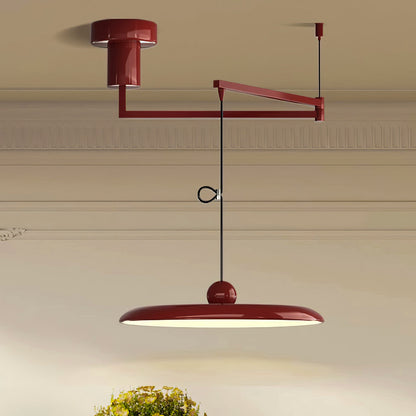 Swing-Arm Chandelier with Integrated LEDs for Kitchen Island, Dining Table & Home Office – Metal Shade, Adjustable Height