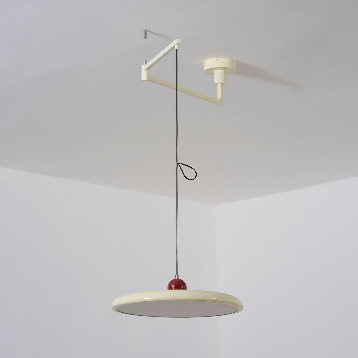 Hanging Drop Ceiling Fixture Acrylic Disk 16-Inch Yellow for Kitchen Island Dining Table Contemporary LED Overhead Light Adjustable Cord 59