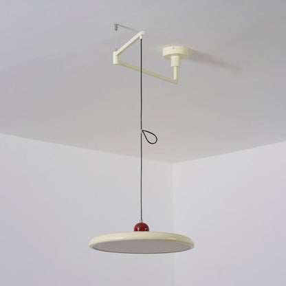 Hanging Drop Ceiling Fixture Acrylic Disk 16-Inch Yellow for Kitchen Island Dining Table Contemporary LED Overhead Light Adjustable Cord 59