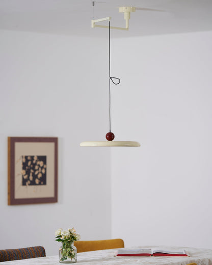 Hanging Drop Ceiling Fixture Acrylic Disk 16-Inch Yellow for Kitchen Island Dining Table Contemporary LED Overhead Light Adjustable Cord 59