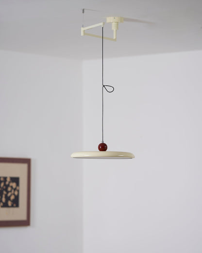 Hanging Drop Ceiling Fixture Acrylic Disk 16-Inch Yellow for Kitchen Island Dining Table Contemporary LED Overhead Light Adjustable Cord 59