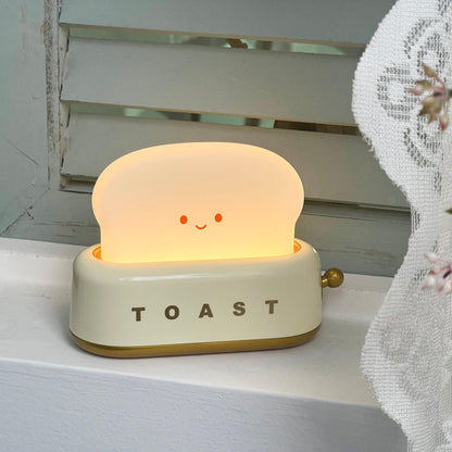 USB-Powered Toaster-Shaped LED Accent Light with Dimmer – 5.3 in Retro Desktop Lamp for Bedroom Nightstand Desk Office Dorm – Warm White Glo