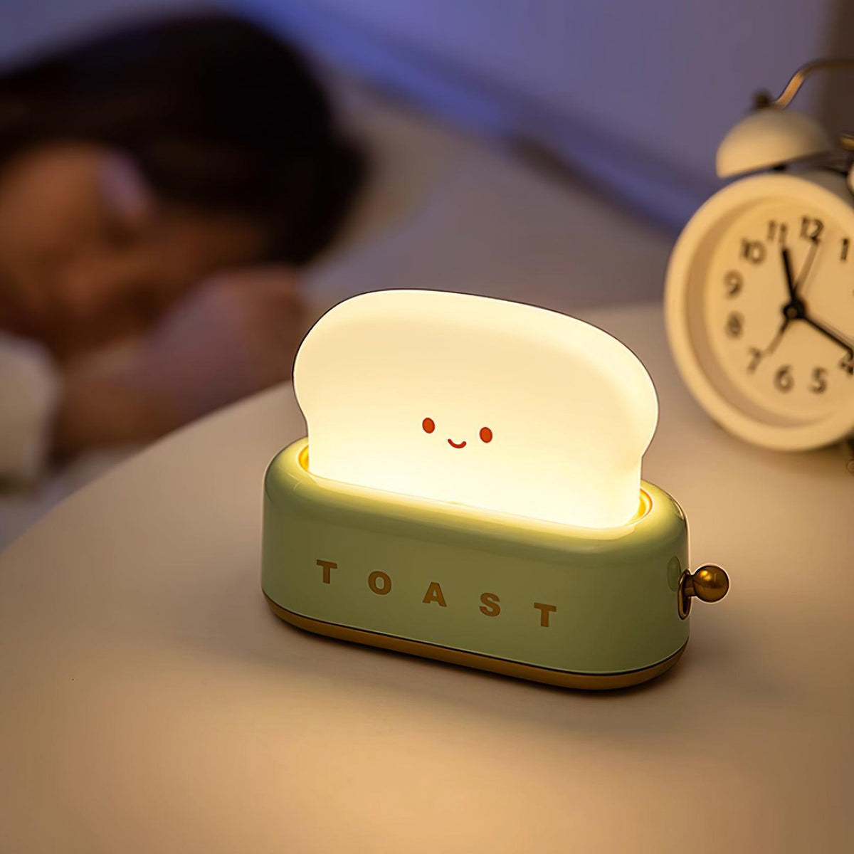 USB-Powered Toaster-Shaped LED Accent Light with Dimmer – 5.3 in Retro Desktop Lamp for Bedroom Nightstand Desk Office Dorm – Warm White Glo