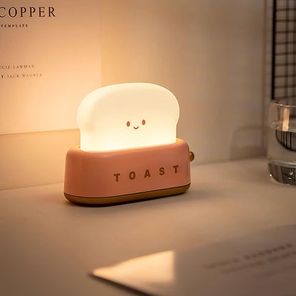 USB-Powered Toaster-Shaped LED Accent Light with Dimmer – 5.3 in Retro Desktop Lamp for Bedroom Nightstand Desk Office Dorm – Warm White Glo