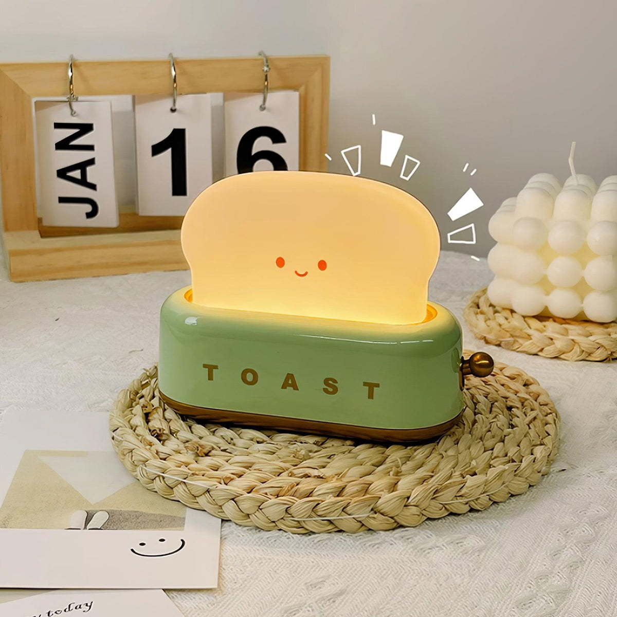 USB-Powered Toaster-Shaped LED Accent Light with Dimmer – 5.3 in Retro Desktop Lamp for Bedroom Nightstand Desk Office Dorm – Warm White Glo