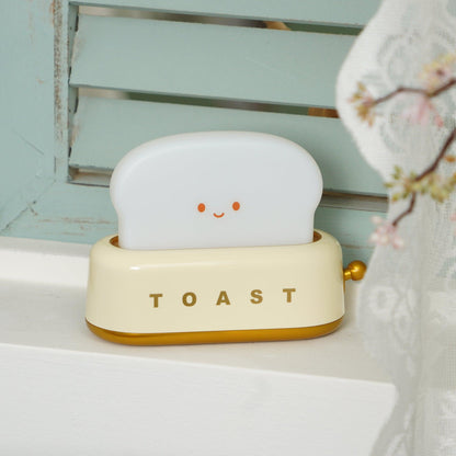 USB-Powered Toaster-Shaped LED Accent Light with Dimmer – 5.3 in Retro Desktop Lamp for Bedroom Nightstand Desk Office Dorm – Warm White Glo