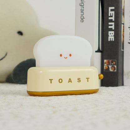 USB-Powered Toaster-Shaped LED Accent Light with Dimmer – 5.3 in Retro Desktop Lamp for Bedroom Nightstand Desk Office Dorm – Warm White Glo
