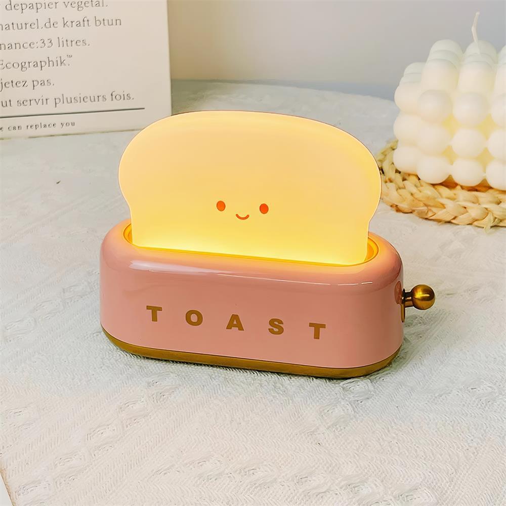 USB-Powered Toaster-Shaped LED Accent Light with Dimmer – 5.3 in Retro Desktop Lamp for Bedroom Nightstand Desk Office Dorm – Warm White Glo