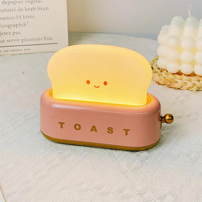 USB-Powered Toaster-Shaped LED Accent Light with Dimmer – 5.3 in Retro Desktop Lamp for Bedroom Nightstand Desk Office Dorm – Warm White Glo