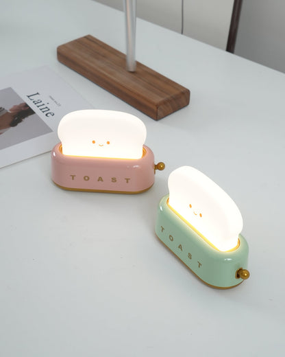 USB-Powered Toaster-Shaped LED Accent Light with Dimmer – 5.3 in Retro Desktop Lamp for Bedroom Nightstand Desk Office Dorm – Warm White Glo