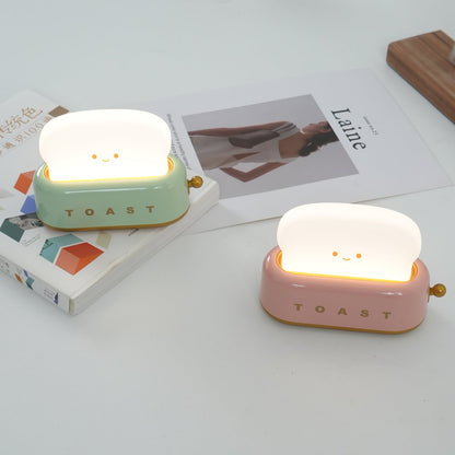 USB-Powered Toaster-Shaped LED Accent Light with Dimmer – 5.3 in Retro Desktop Lamp for Bedroom Nightstand Desk Office Dorm – Warm White Glo