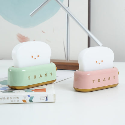 USB-Powered Toaster-Shaped LED Accent Light with Dimmer – 5.3 in Retro Desktop Lamp for Bedroom Nightstand Desk Office Dorm – Warm White Glo