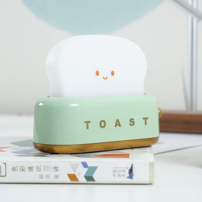 USB-Powered Toaster-Shaped LED Accent Light with Dimmer – 5.3 in Retro Desktop Lamp for Bedroom Nightstand Desk Office Dorm – Warm White Glo