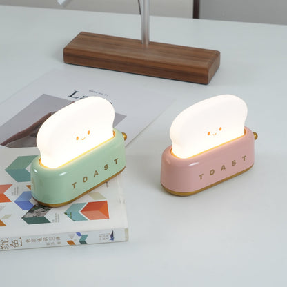 USB-Powered Toaster-Shaped LED Accent Light with Dimmer – 5.3 in Retro Desktop Lamp for Bedroom Nightstand Desk Office Dorm – Warm White Glo
