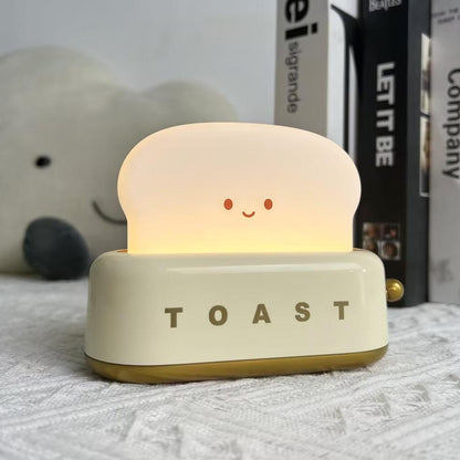 USB-Powered Toaster-Shaped LED Accent Light with Dimmer – 5.3 in Retro Desktop Lamp for Bedroom Nightstand Desk Office Dorm – Warm White Glo