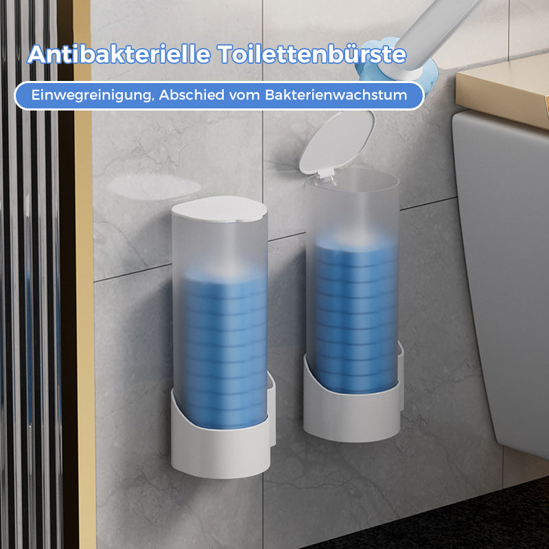 Disposable Toilet Brush with Push-Button Release & Pre-Filled Antibacterial Sponge Heads for Hands-Free Bathroom Cleaning