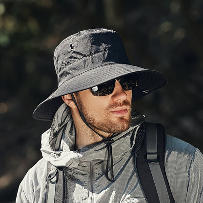 Wide Brim Sun Hat with Adjustable Chin Strap & Mesh Ventilation for Hiking, Fishing & Outdoor Adventures