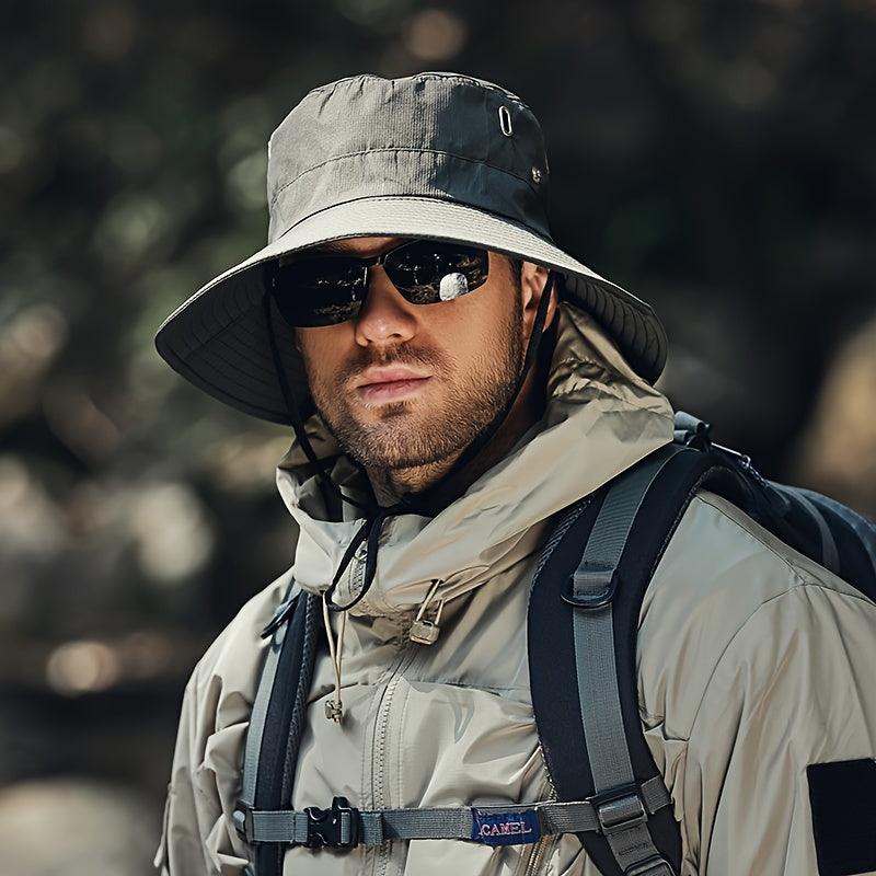 Wide Brim Sun Hat with Adjustable Chin Strap & Mesh Ventilation for Hiking, Fishing & Outdoor Adventures