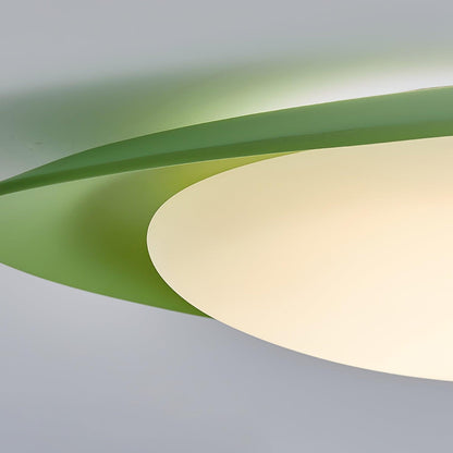 Flush Mount Ceiling Light Botanical Leaf Design Green 16 Inch Adjustable LED for Bedroom Kitchen Dining Room Natural Decor