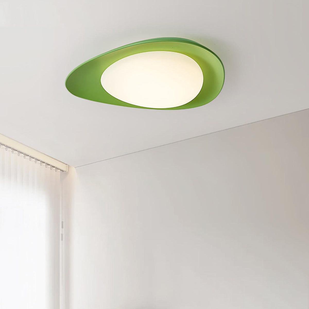 Flush Mount Ceiling Light Botanical Leaf Design Green 16 Inch Adjustable LED for Bedroom Kitchen Dining Room Natural Decor