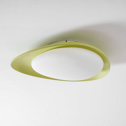 Oval Flush Mount LED Ceiling Light 18 in Green Resin for Living Room Bedroom Hallway Ambient Lighting Modern Home Decor
