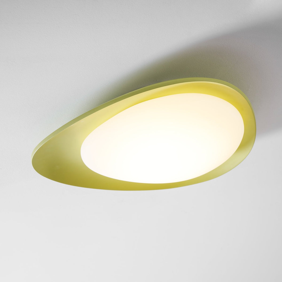 Oval Flush Mount LED Ceiling Light 18 in Green Resin for Living Room Bedroom Hallway Ambient Lighting Modern Home Decor