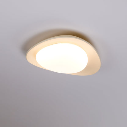 Organic Resin LED Flush Mount Light Green Beige for Bedroom Living Room Dining Room Modern Overhead Lighting Nature-Inspired