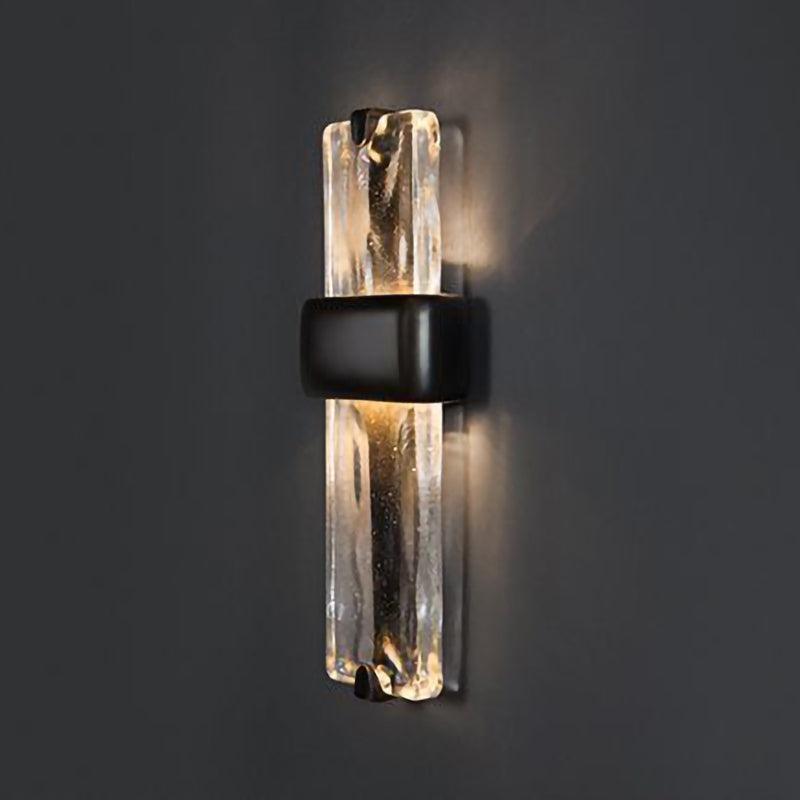 LED Glass Wall Sconce Black Gold Finish 20 Inch Vertical Accent Light Entryway Bedroom Corridor Fixture Adjustable 3000K 4000K 6000K for Mod