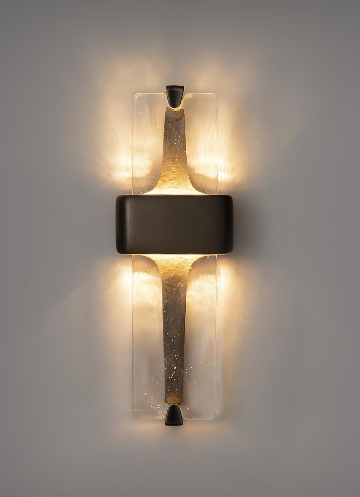LED Glass Wall Sconce Black Gold Finish 20 Inch Vertical Accent Light Entryway Bedroom Corridor Fixture Adjustable 3000K 4000K 6000K for Mod