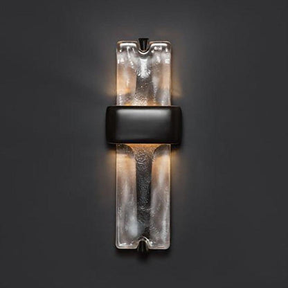 LED Glass Wall Sconce Black Gold Finish 20 Inch Vertical Accent Light Entryway Bedroom Corridor Fixture Adjustable 3000K 4000K 6000K for Mod