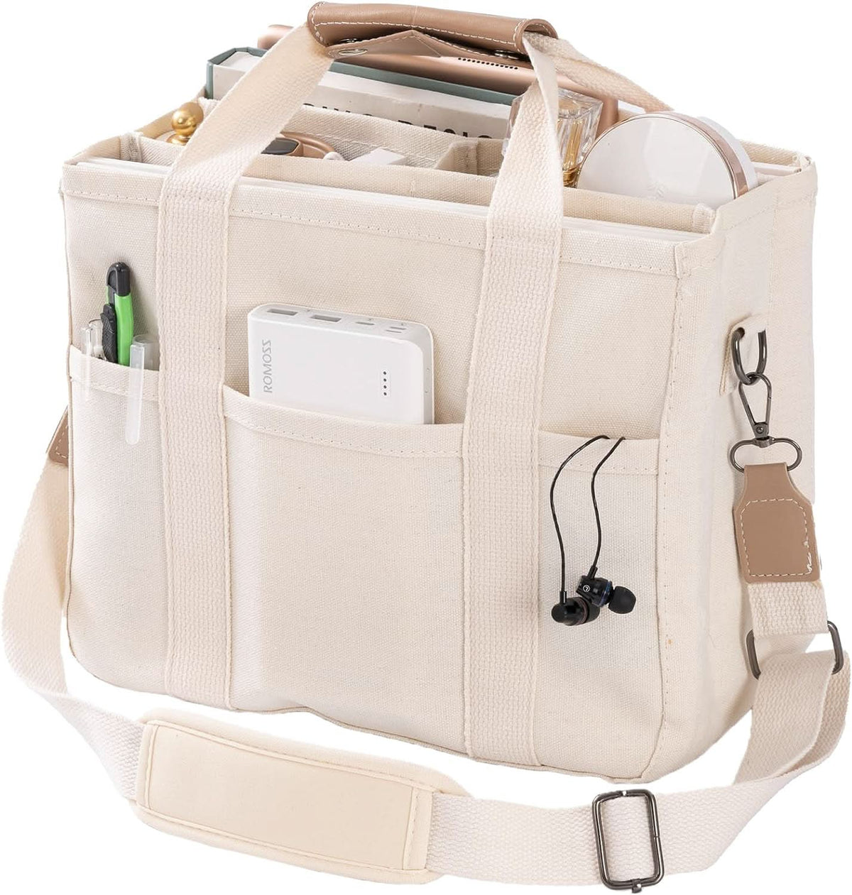 Large Canvas Tote Bag – Sturdy Everyday Shoulder Bag with Easy Grip Handles for Work & Shopping
