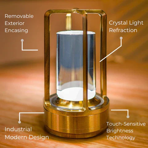 Rechargeable Diamond-Cut Accent Lamp with Touch Dimming & 8-Hour Battery for Bedroom Nightstand, Living Room Side Table