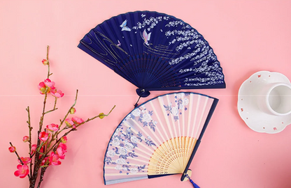 Ortekor Elegant Floral Hand Fan | Traditional Japanese Style with Intricate Design | Perfect Accessory for Comfort and Style
